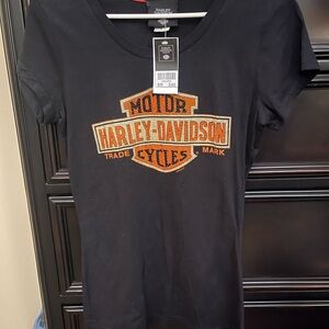 Harley-Davidson Black Tee with Bold Orange Emblem